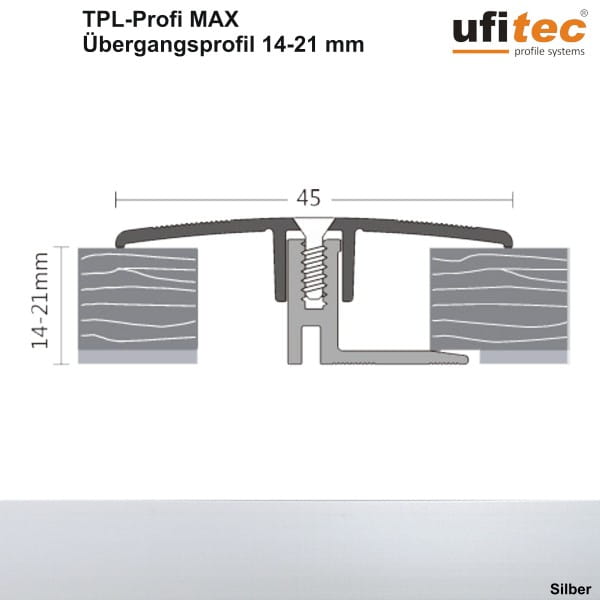 ufitec® TPL Profi max Dehnungsfugenprofil 45 mm für Belagshöhen von 14-21 mm, Breite: 45 mm
