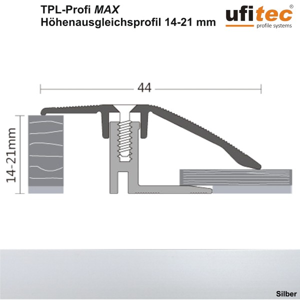ufitec® TPL Profi max Höhenausgleichsprofil / Niveauausgleichsprofil - für Belagshöhen von 14-21 mm