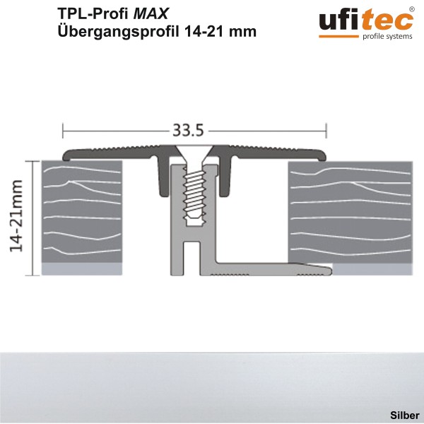 Dehnungsfugenprofil / Übergangsprofil ufitec® TPL Profi max - Belagshöhen 14-21 mm, Breite: 33 mm